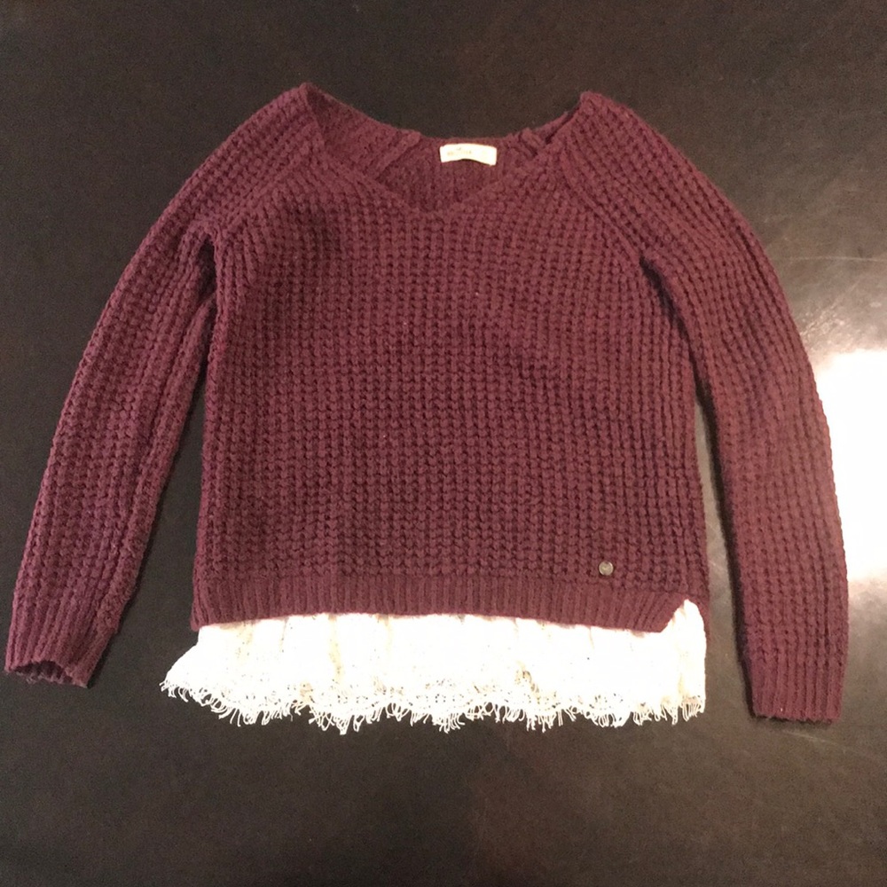 Hollister burgundy chunky knit sweater